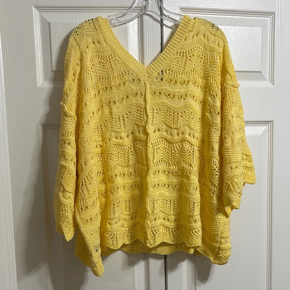 POL Yellow Open-Weave V-Neck Sweater BRAND NEW - Picture 10 of 15